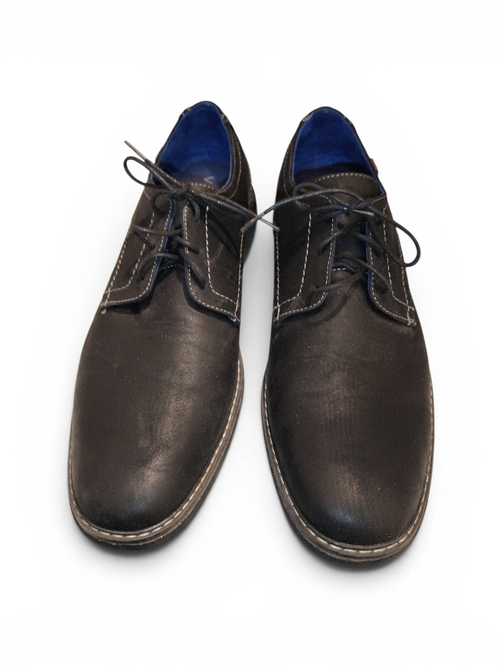 Men's Black Derby Dress Shoes with Contrast Stitching
